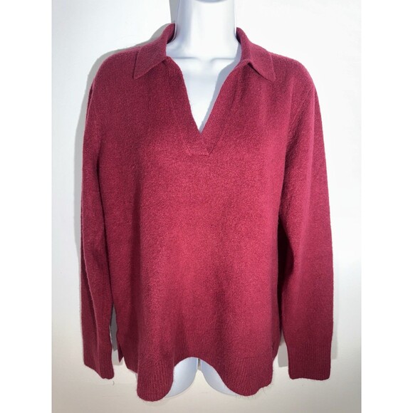J.CREW Sweaters - J. Crew Sweater Polo Collared Extra Soft Yarn Pullover Burgundy Women Medium